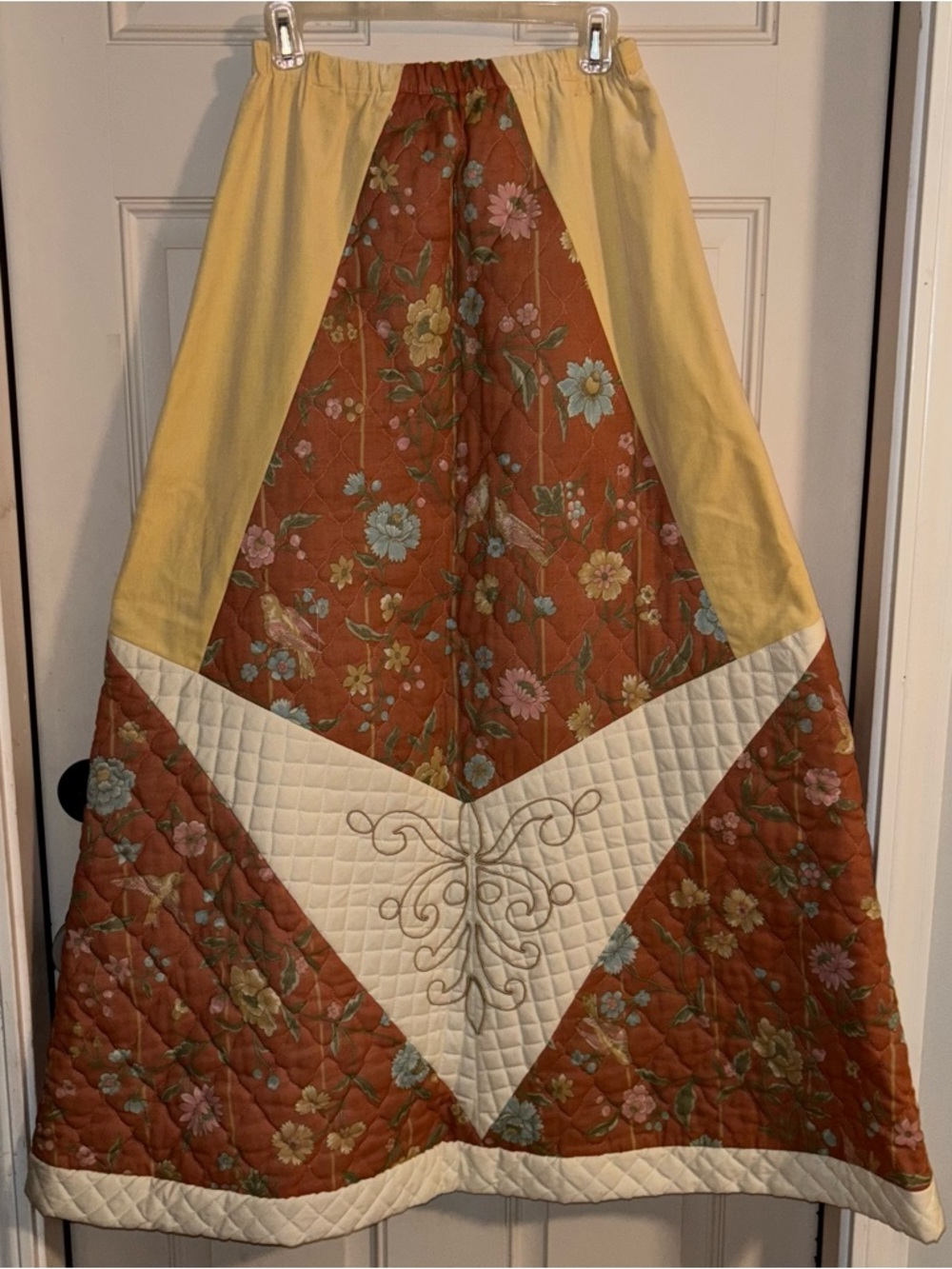 Vintage 70s Chessa Davis
Quilted Patchwork Floral Maxi Skirt RARE